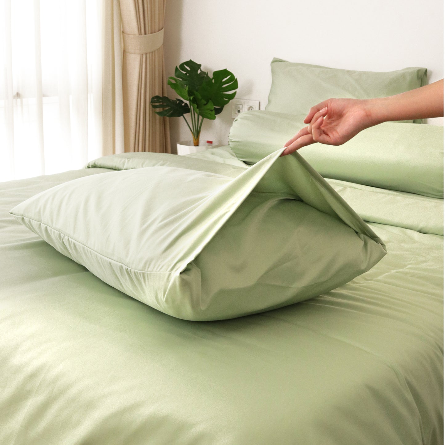 Étui de traversin Sateen Touch en bleu bébé (1 pièce)