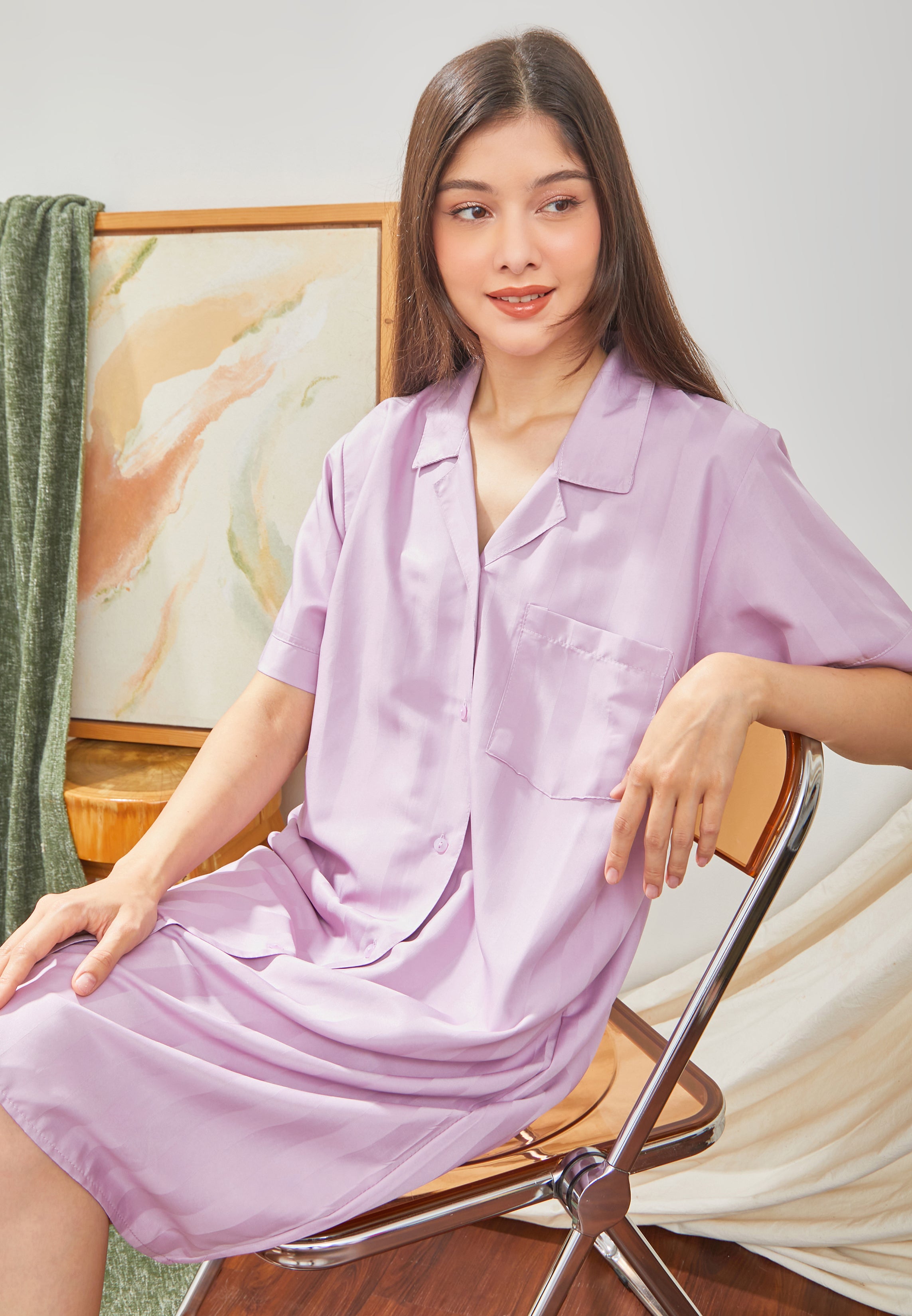Women Dream in Silk Classic Style in Lilac – Sleep in Dreamland