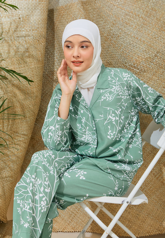 Jeju Memory Classic Style Nightwear in Sage