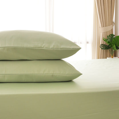 Sateen Touch Plain-dyed Fitted Sheet Set in Sage