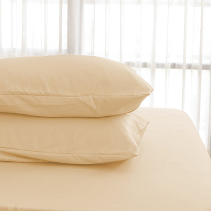 Sateen Touch Plain-dyed Pillow Case in Beige