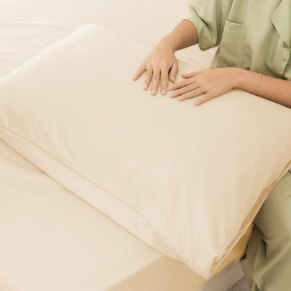 Sateen Touch Plain-dyed Pillow Case in Beige