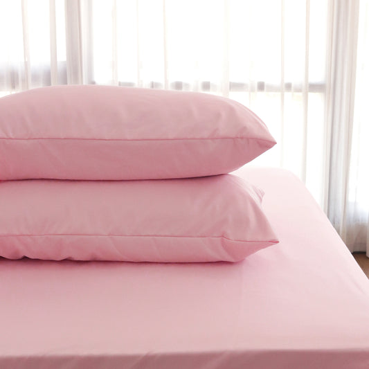 Sateen Touch Plain-dyed Pillow Case in Light Rose