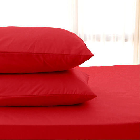 Sateen Touch Plain-dyed Pillow Case in Cherry