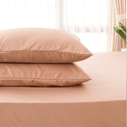 Sateen Touch Plain-dyed Pillow Case in Mocha