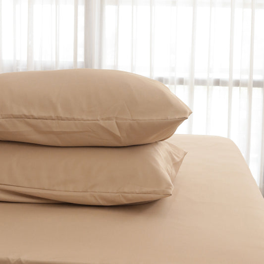 Sateen Touch Plain-dyed Pillow Case in Sand