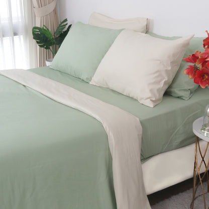 Sateen Touch Plain-Dyed Quilt Cover in 2 Colors (Sage/ Beige)