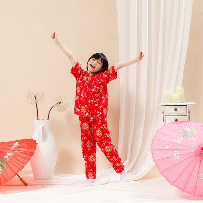 Girls' Lucky Dragon Cotton Pajama Set