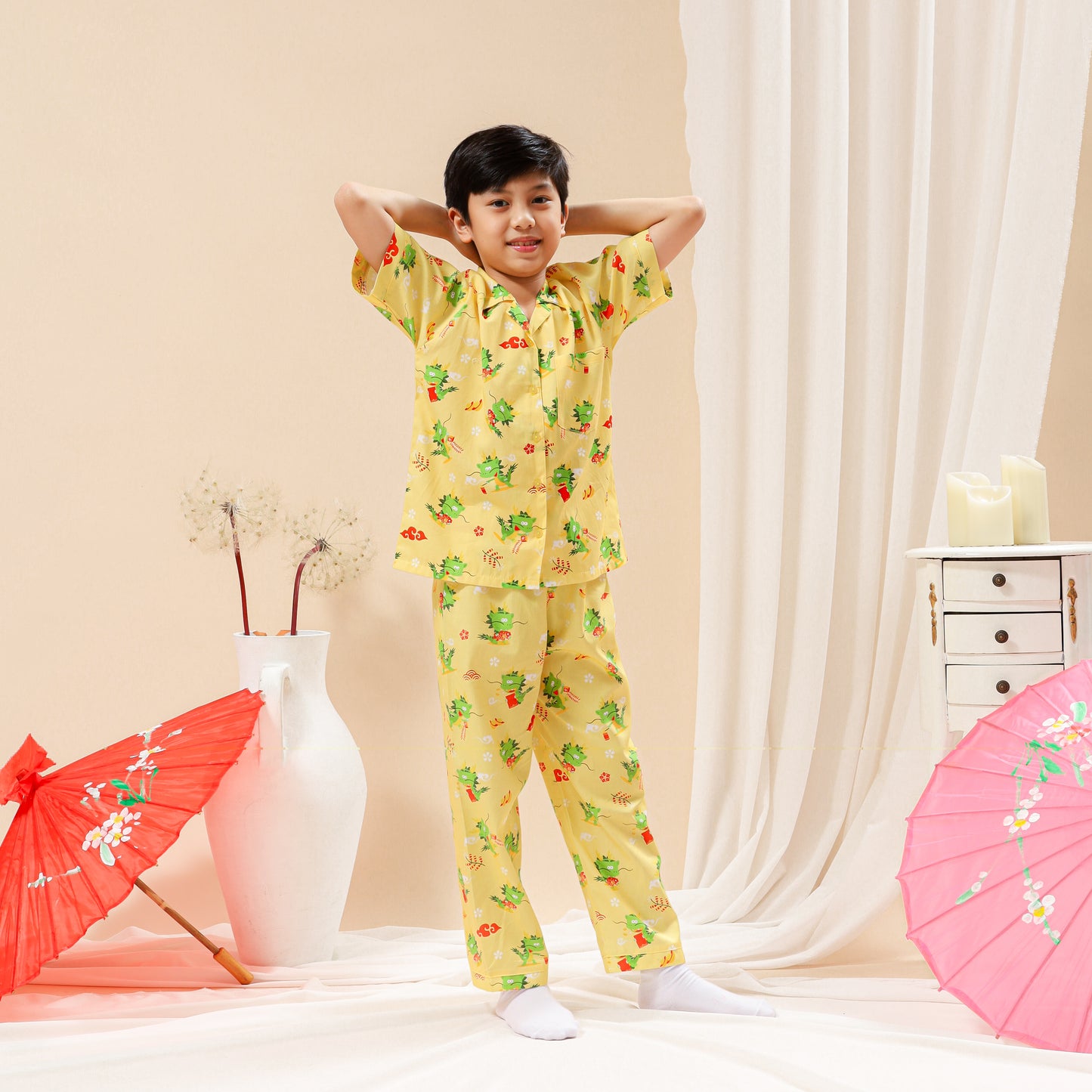 Children Little Dragon Cotton Pajama Set