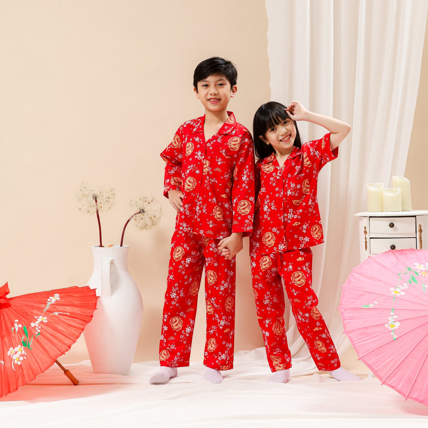 Girls' Lucky Dragon Cotton Pajama Set