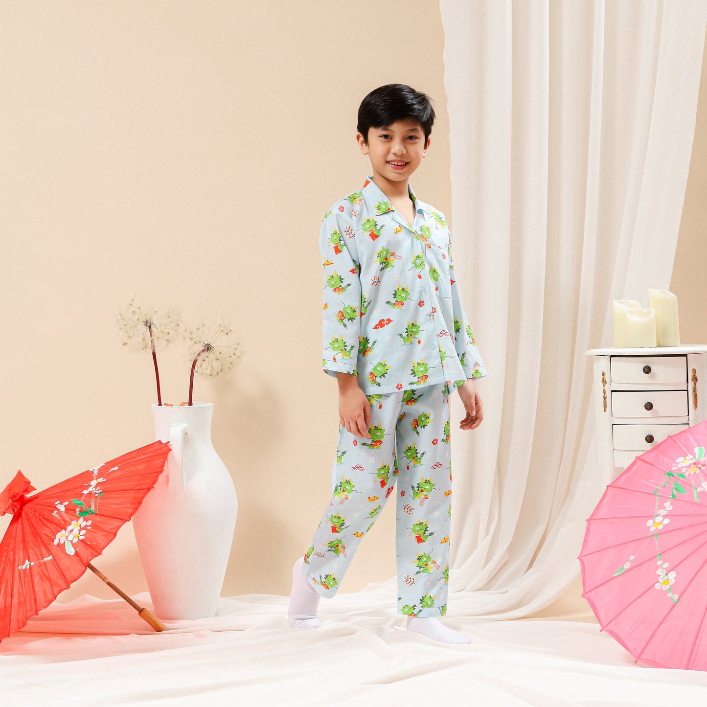 Children Little Dragon Cotton Pajama Set