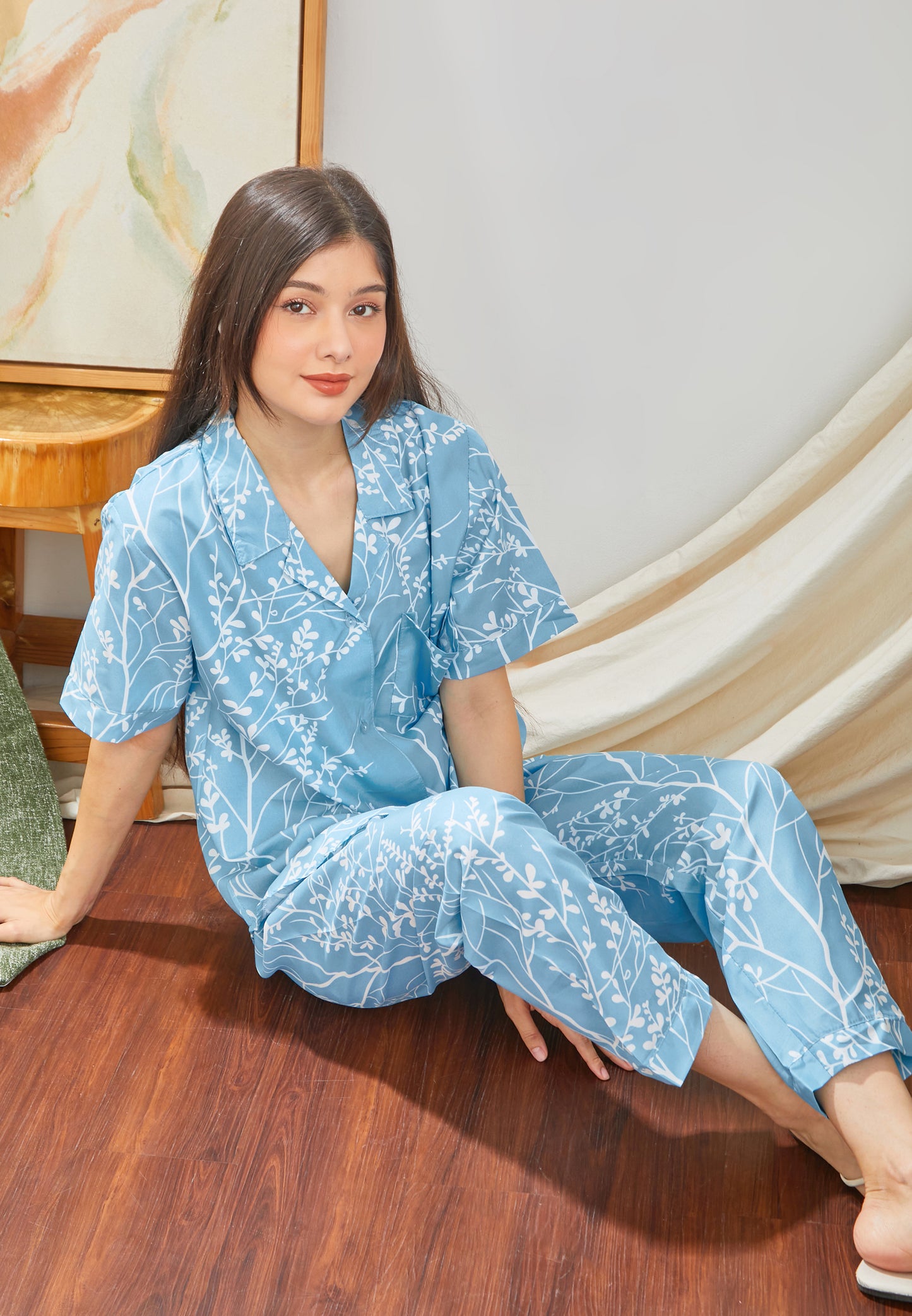 Jeju Memory Classic Style Nightwear in Blue