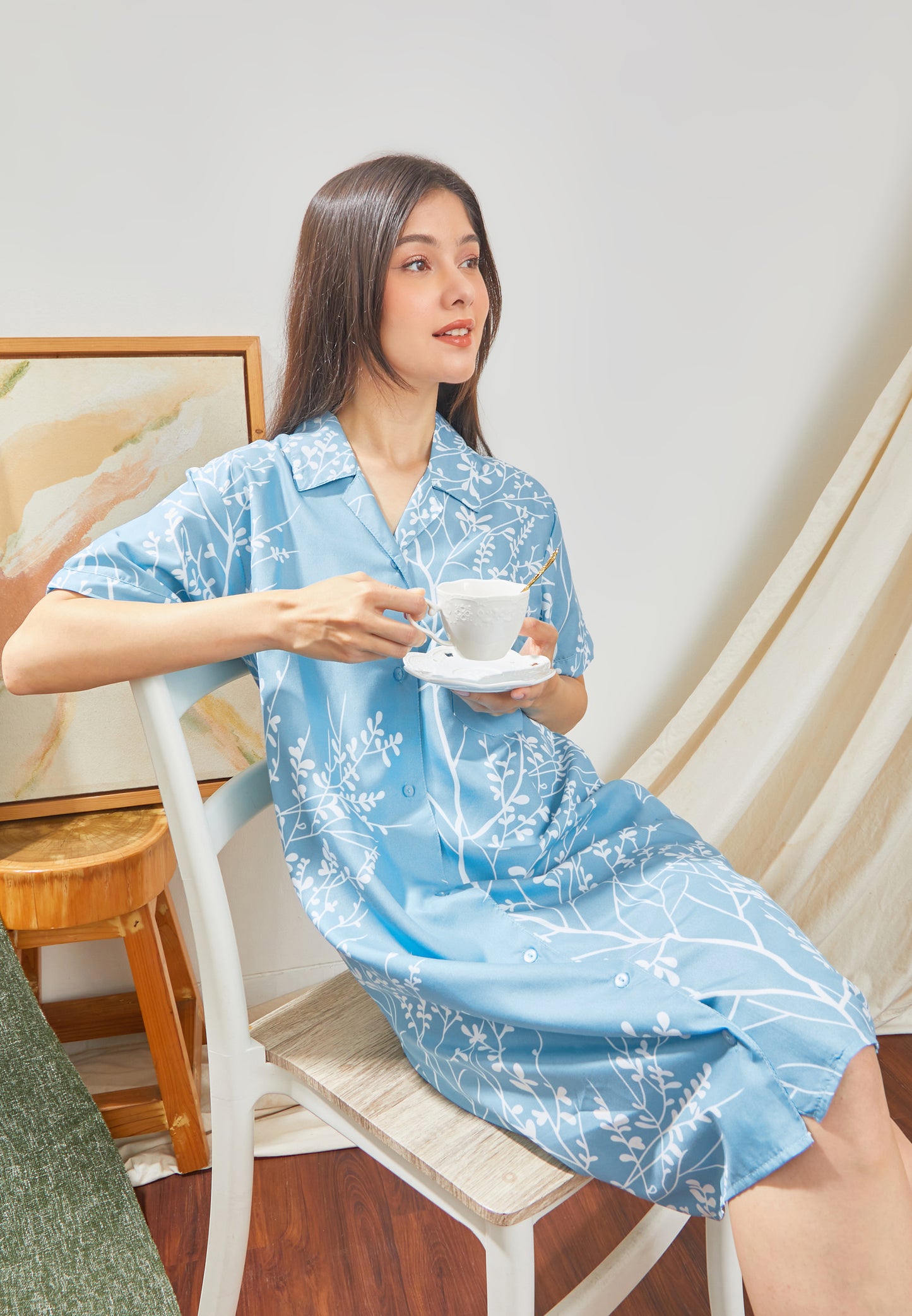 Jeju Memory Classic Style Nightwear in Blue