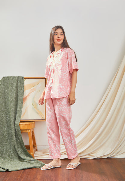 Jeju Memory Classic Style Nightwear in Peach